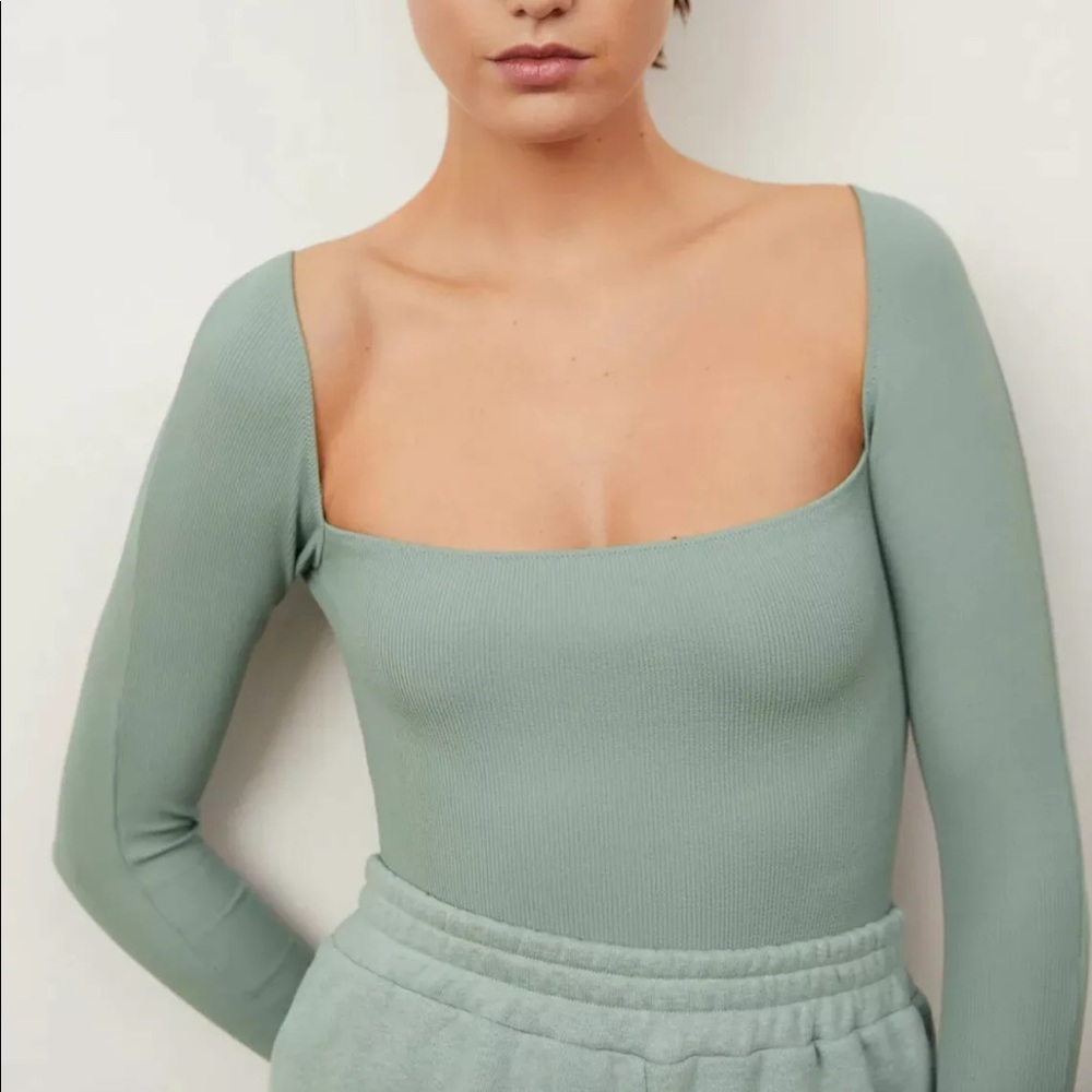 Mango green long sleeve bodysuit size S